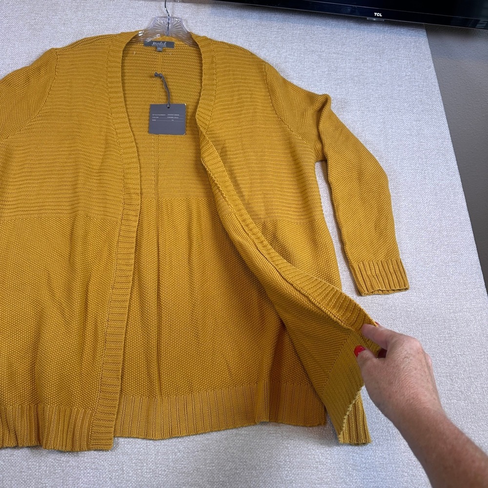 NWT Marled Reunited Clothing Open Front Caramel Gold Cardigan Sweater 1X - Picture 3 of 11